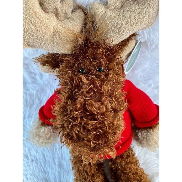 NWT Animal Adventure Soft Plush Moose In Christmas Snowflake Sweater - Picture 8 of 13